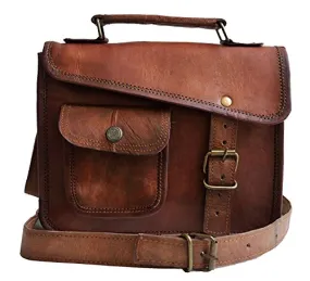 13" Cuero Shop- Stylish Men's Genuine Real Leather Small Brown Shoulder Messenger Passport Laptop