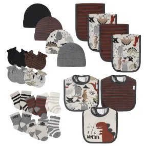 21-Piece Baby Boys Dino Terry Bib, Burpcloth, Mittens, Cap and Bootie Sock Set