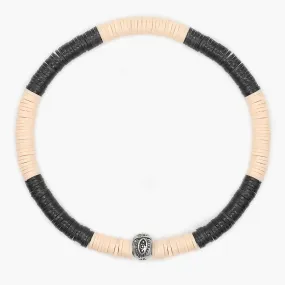 5mm Vinyl Beads Bracelet (Cream/Black)