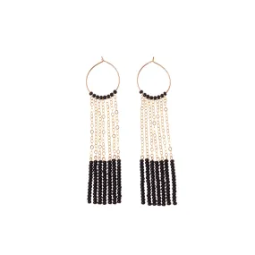 7 Tassel XS Hoop Earrings - BLACK/GOLD