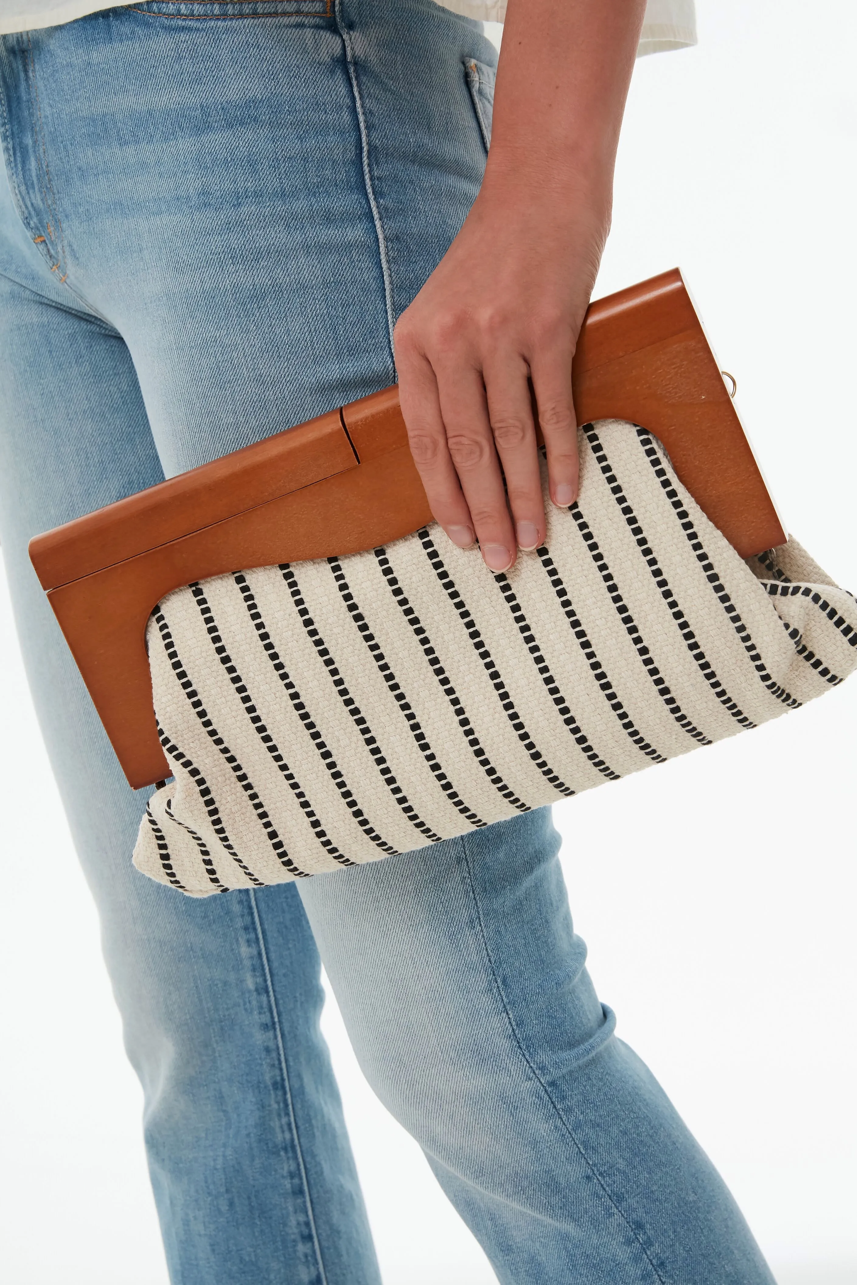 Black and White Stripe Calypso Clutch