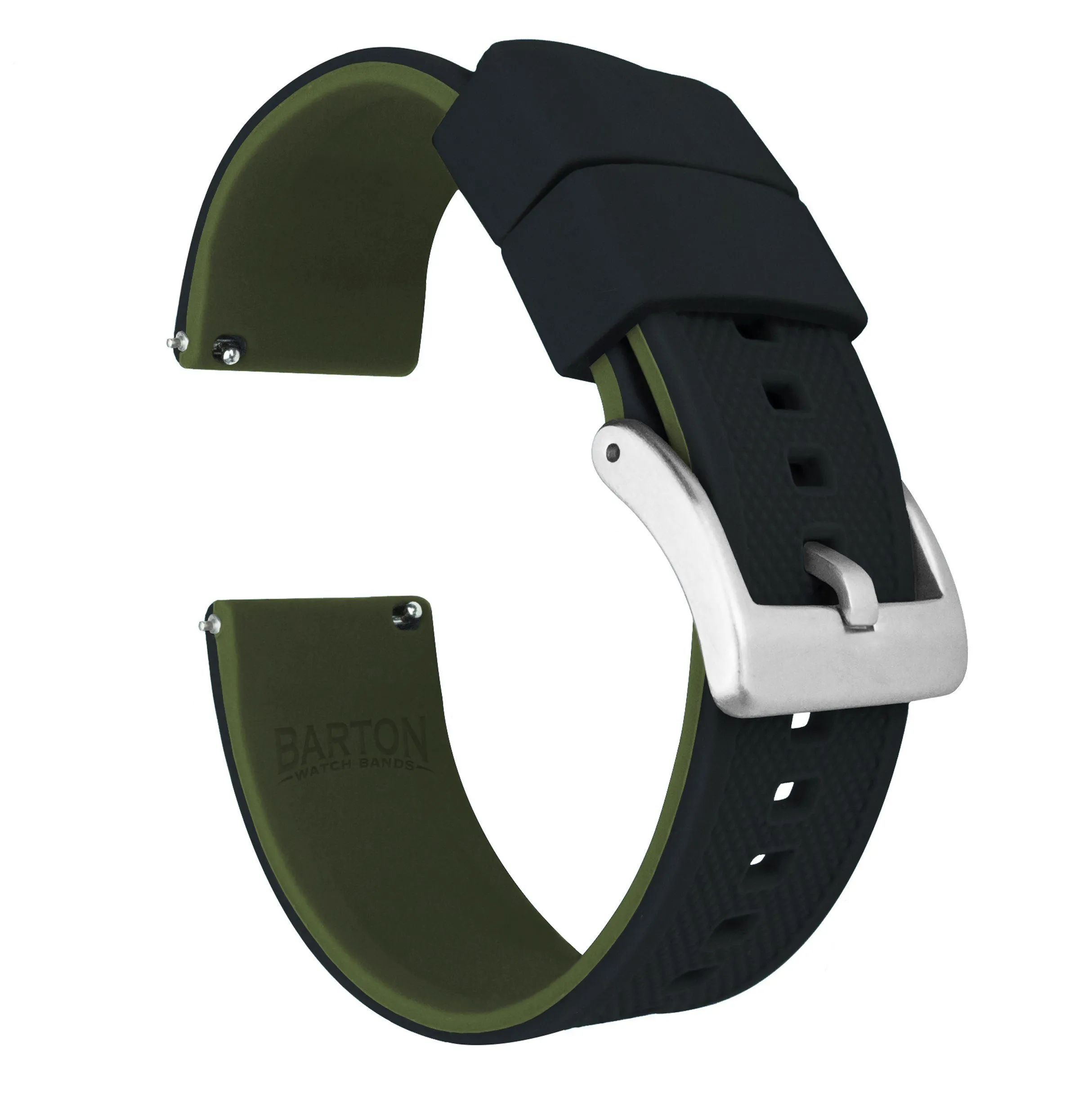 Black Top Army Green Bottom Elite Silicone Watch Band