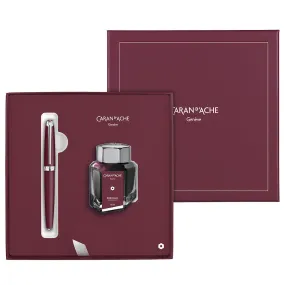 Caran d'Ache Leman Fountain Pen and Ink Set Bordeaux