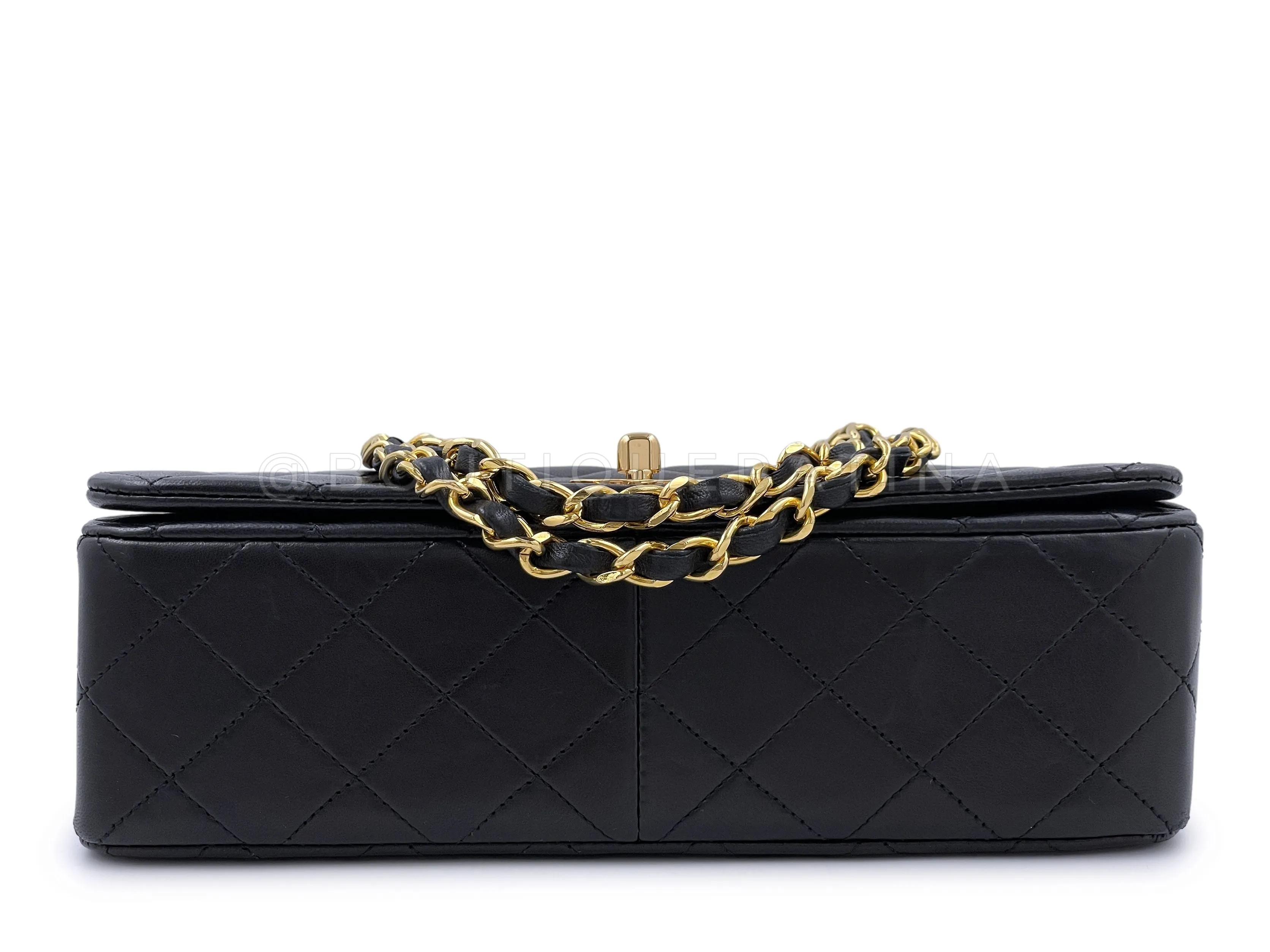 Chanel 1989 Vintage Black Lambskin Full Flap Bag 24k GHW