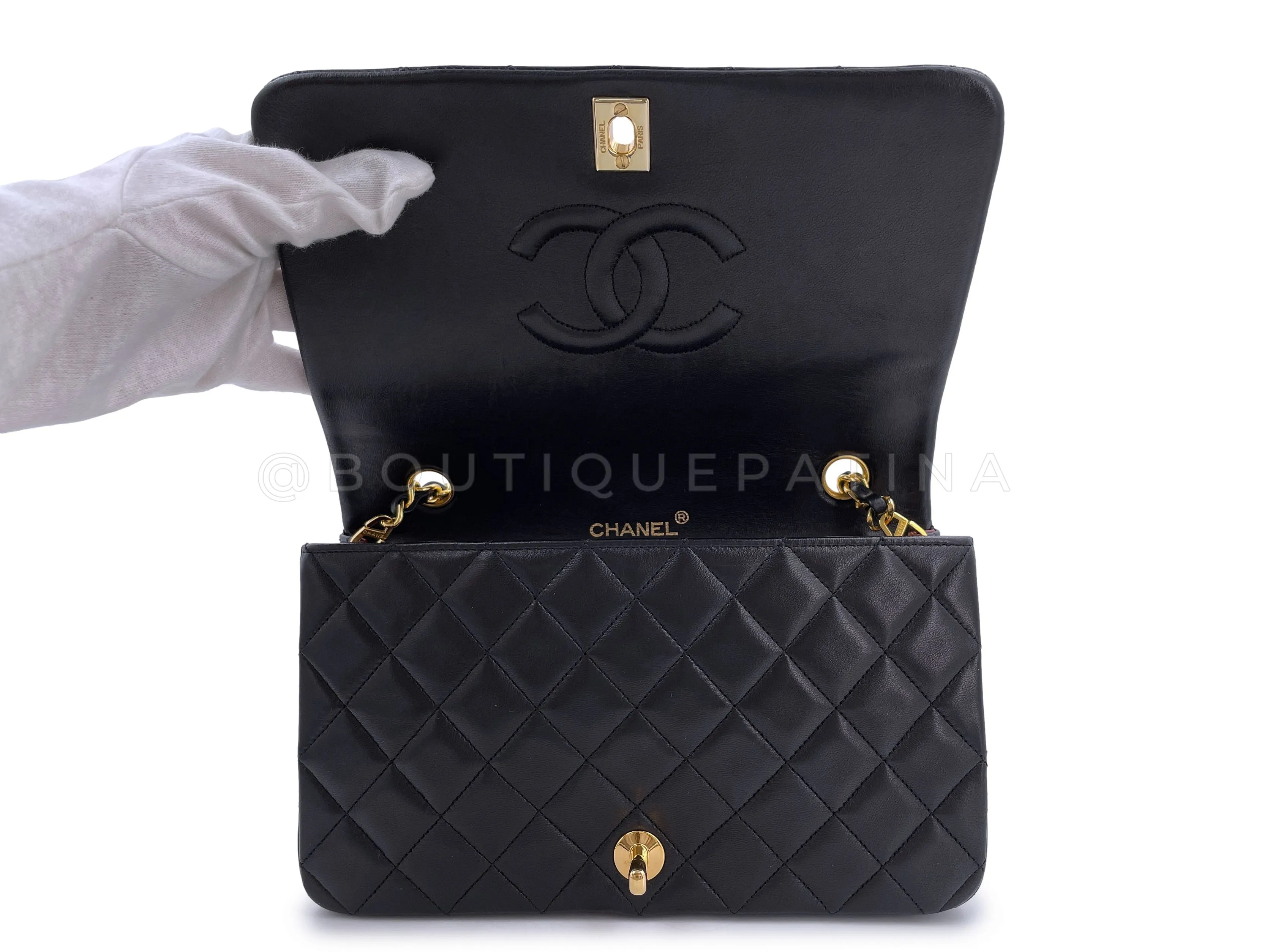 Chanel 1989 Vintage Black Lambskin Full Flap Bag 24k GHW