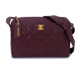 Chanel 1996 Vintage Classic Camera Case Messenger Bag Red Wine Burgundy