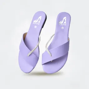 Cross Strap Toe Sliders Purple