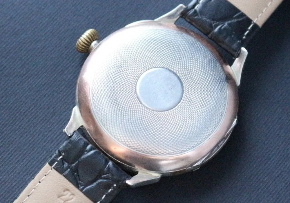 Custom Wristwatch Using 1910 Omega Pocket Watch Movement And Pure Silver Case Freemason White Dial