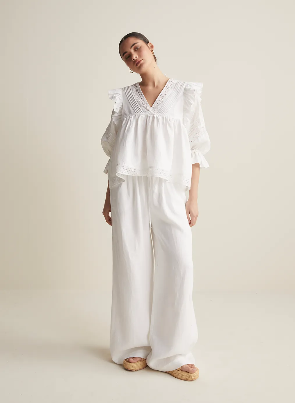 Devon Linen Pant | Optical White | Restock