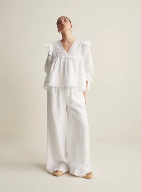 Devon Linen Pant | Optical White | Restock