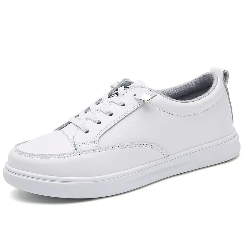 Genuine Leather Women Casual Sneakers Spring Summer Skate Shoes Ladies Little White Vulcanized