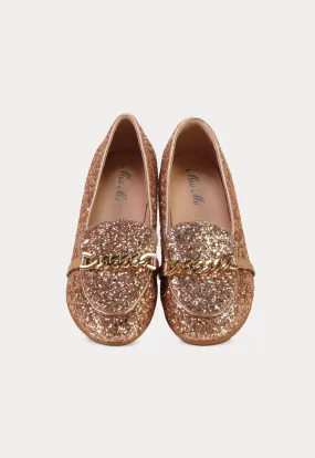 Glittery Chunks Strap Vamp Loafer Shoes