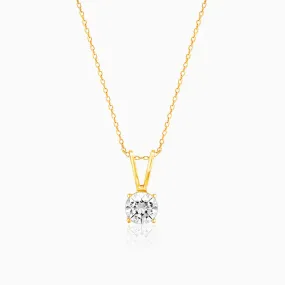 Golden Zircon Pendant with Link Chain