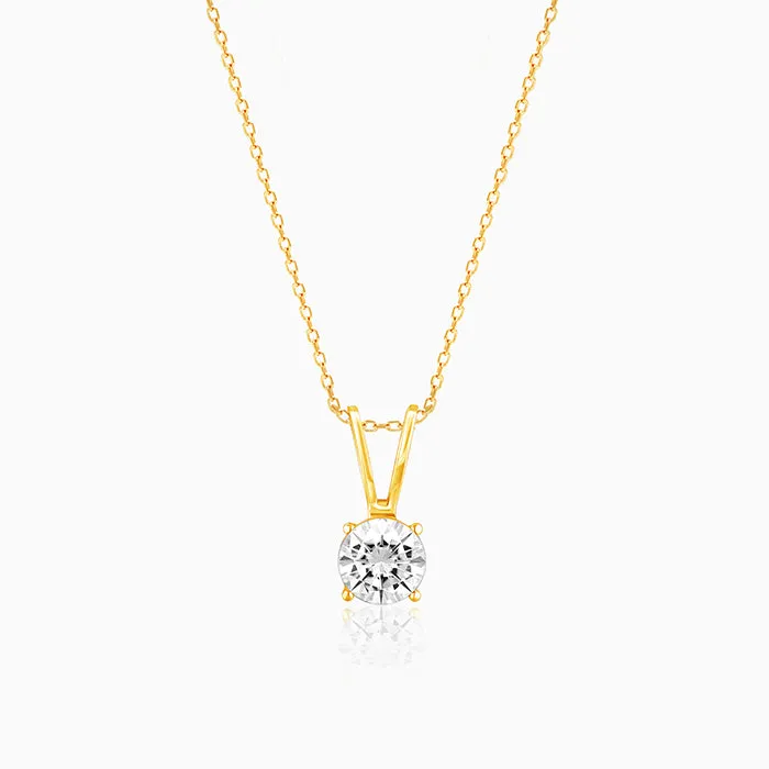 Golden Zircon Pendant with Link Chain