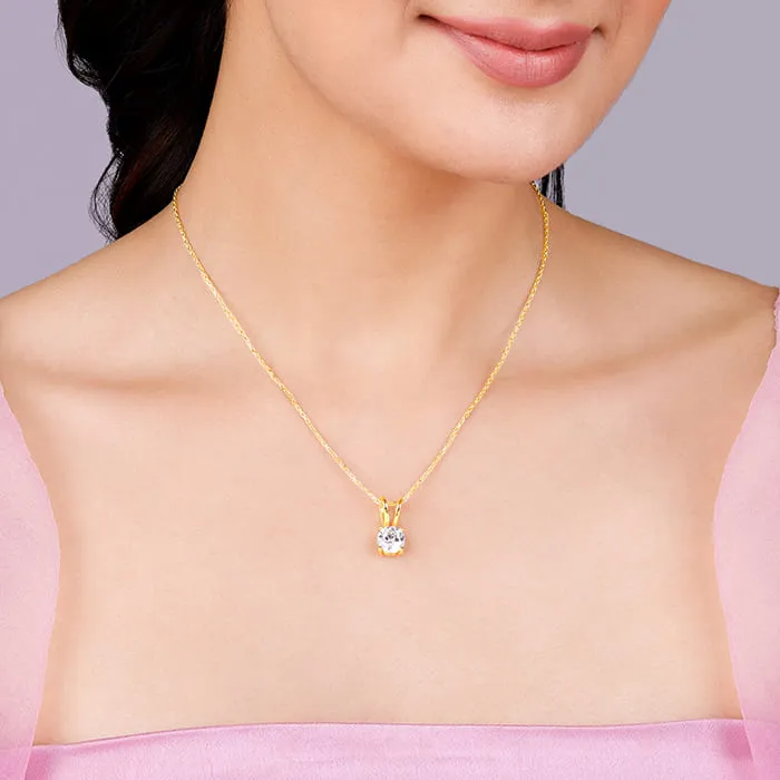 Golden Zircon Pendant with Link Chain