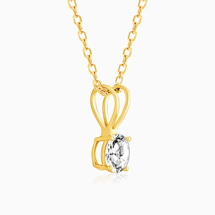 Golden Zircon Pendant with Link Chain