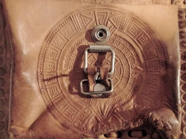 Handmade Latin Tooled Leather Shoulder Bag Satchel BROWN MAYAN CALENDAR