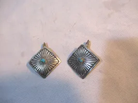 Handmade Sterling Silver STARBURST TURQUOISE Native CUFFLINK Set Cowboy