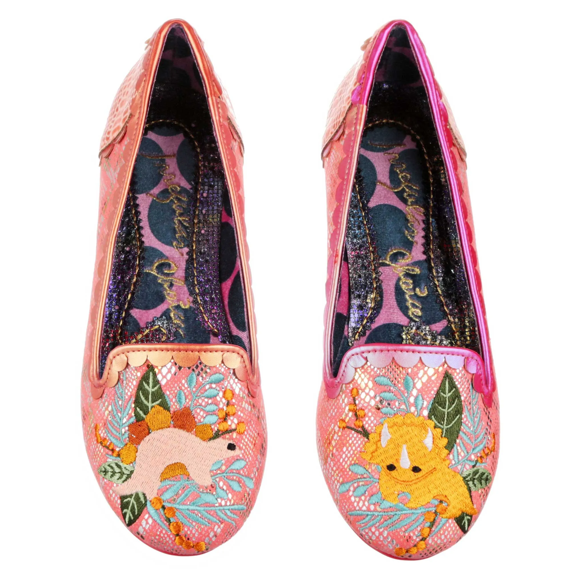 Irregular Choice Womens Dino Dance Flats - Peach