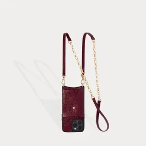 Lena Side Slot Crossbody Bandolier - Burgundy/Gold