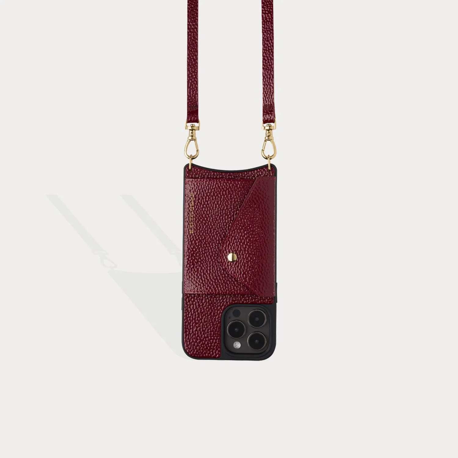 Lena Side Slot Crossbody Bandolier - Burgundy/Gold