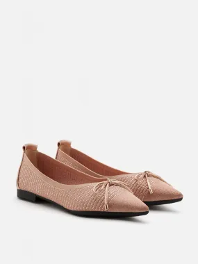 Natalia Bow Pointed-Toe Covered Flats