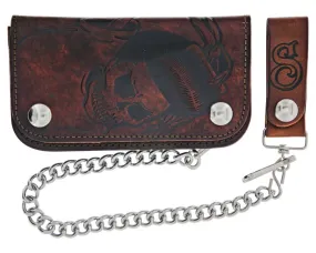 Skeleton Chained Biker Wallet - Antique Brown