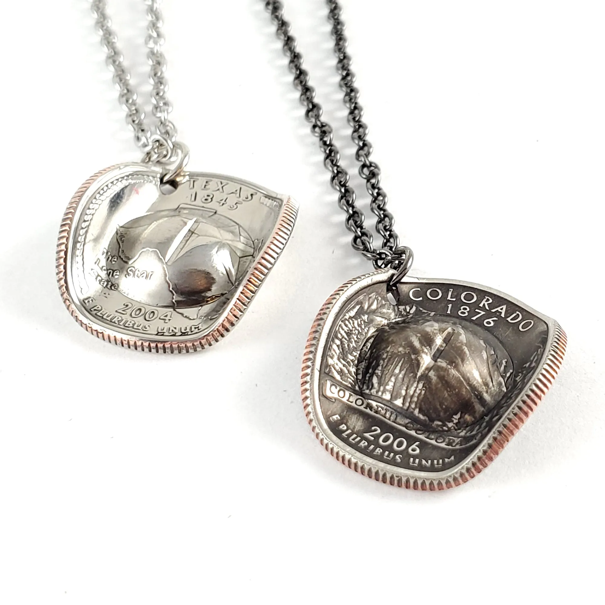 State Quarter Cowboy Hat Coin Necklace