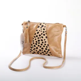 Thandana Crossover Animal Print Leather Handbag | Hazelnut Cheetah Print