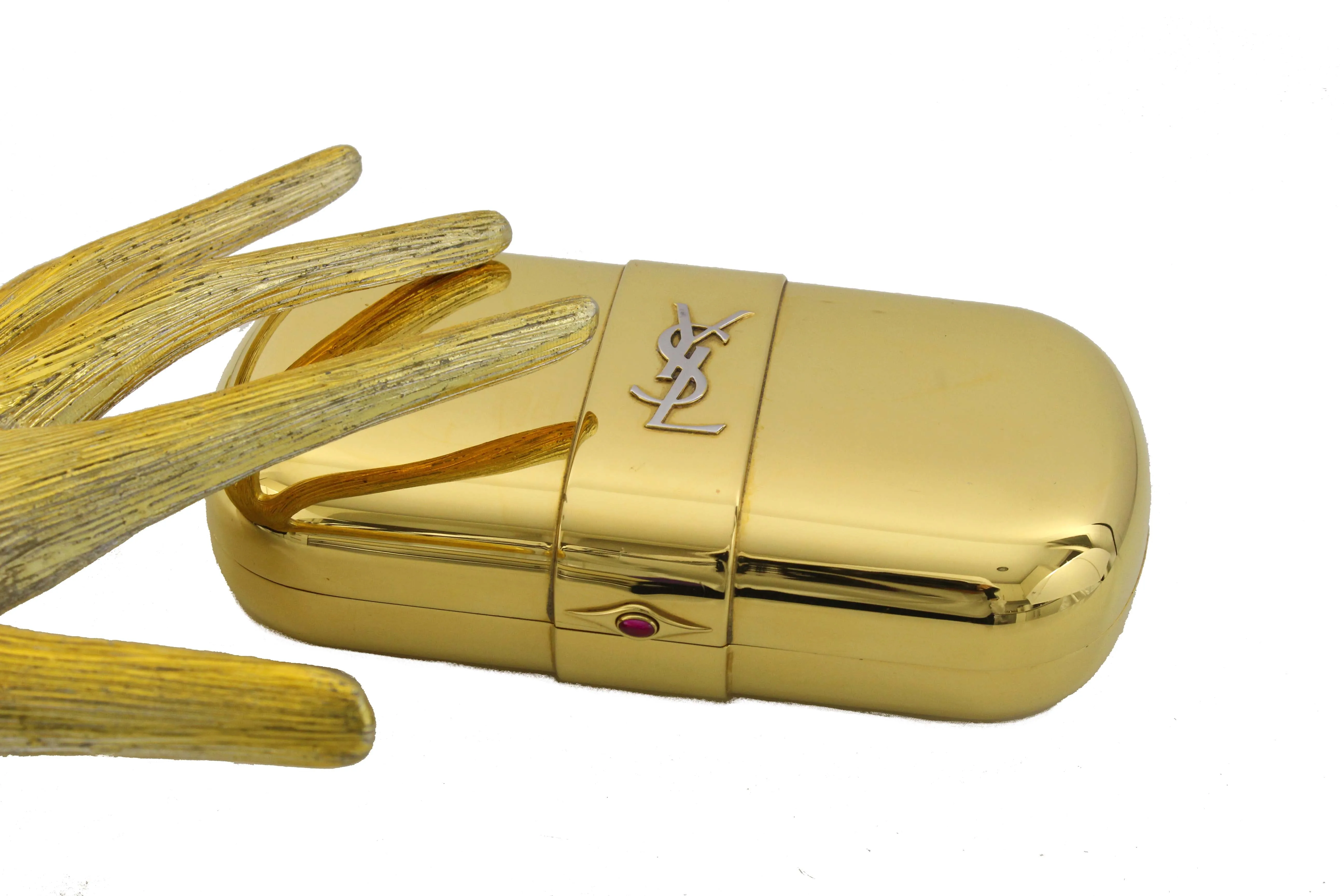 Yves Saint Laurent gold plated minaudière