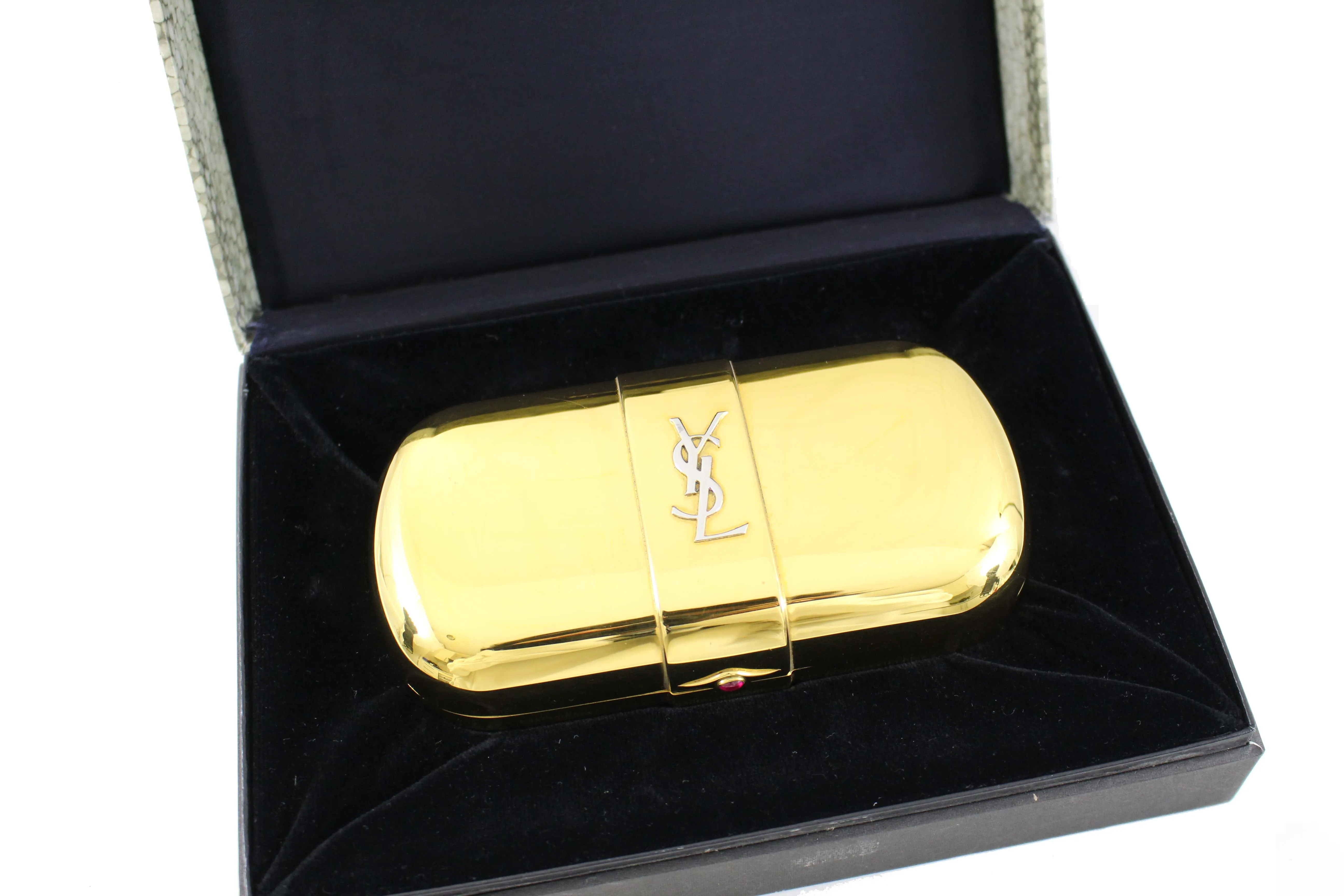 Yves Saint Laurent gold plated minaudière