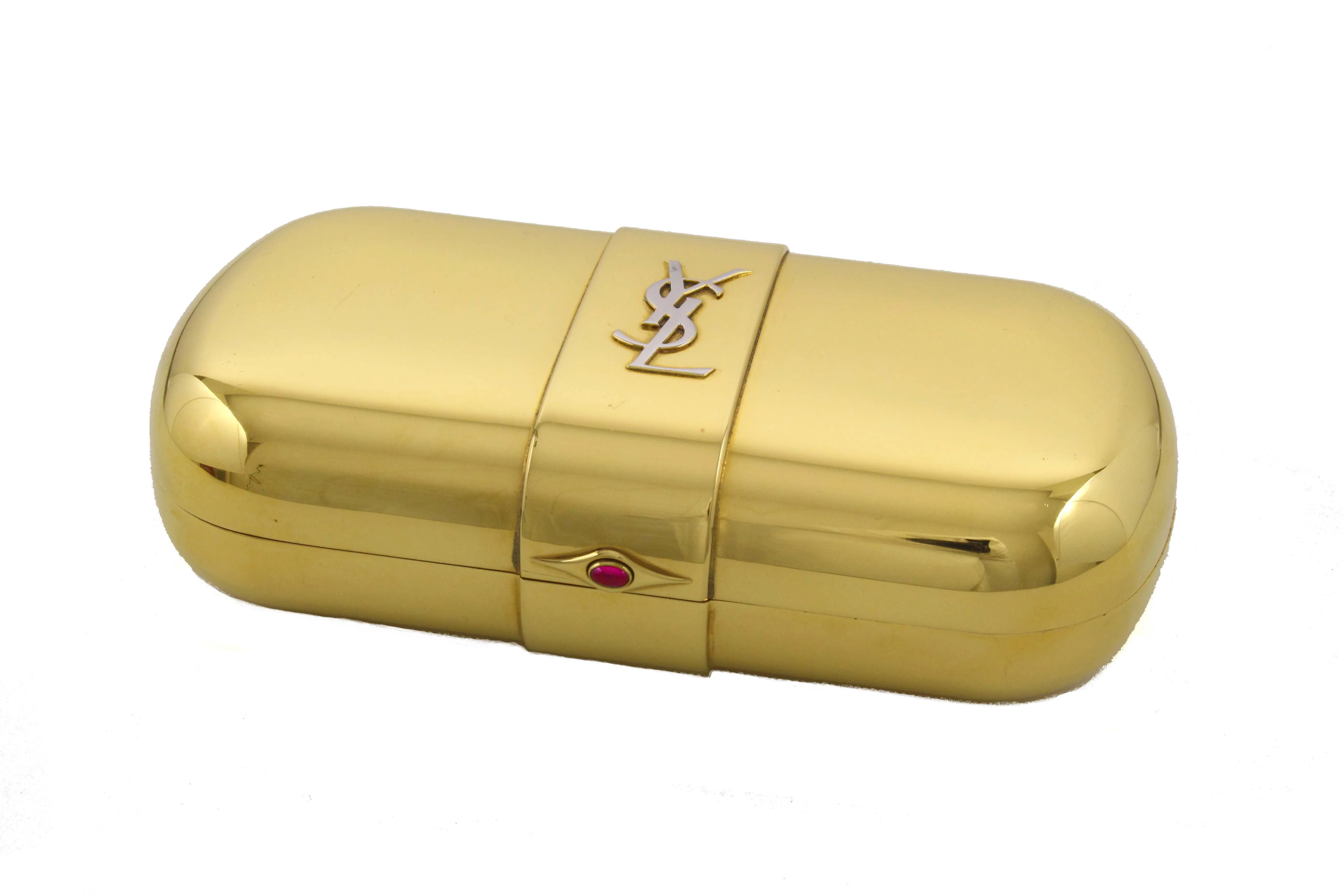 Yves Saint Laurent gold plated minaudière