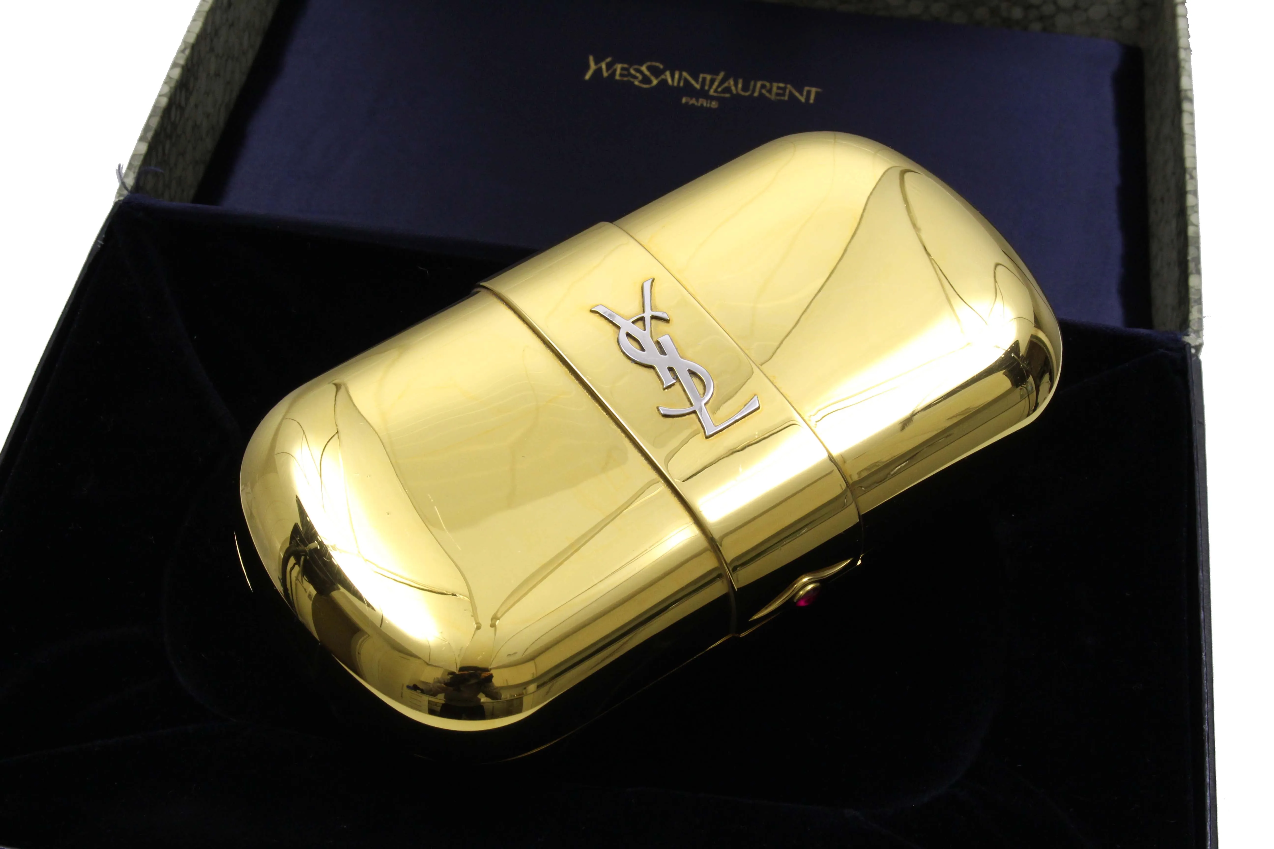 Yves Saint Laurent gold plated minaudière